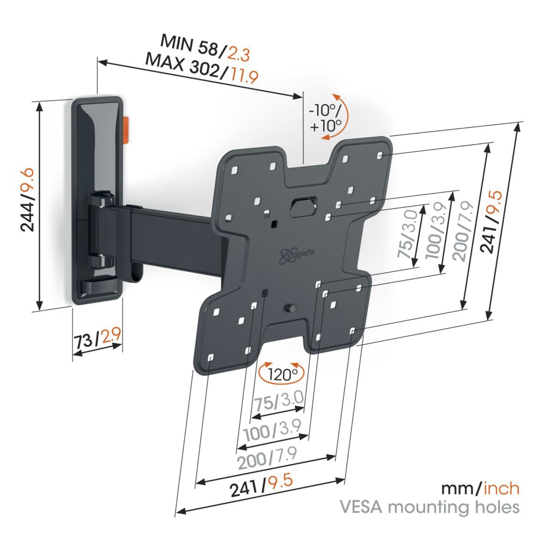 Vogels COMFORT TVM 3225 schwarz Full Motion Small Wandhalterung 701038_03