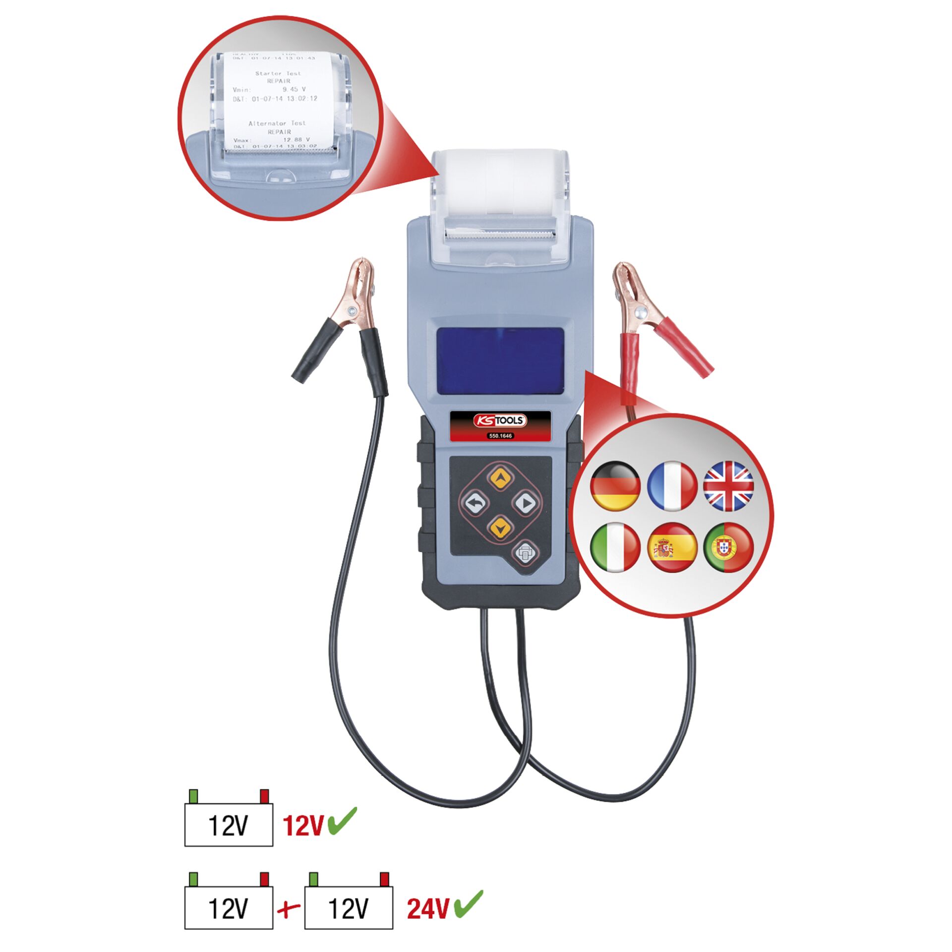 KS Tools 12V Batterie- und Ladesystemtester