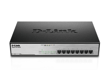 D-Link DGS-1008MP Unmanaged network switch Gigabit Ethernet (10/100/1000) Energie Über Ethernet (PoE) Unterstützung 1U Schwarz Netzwerk-Switch