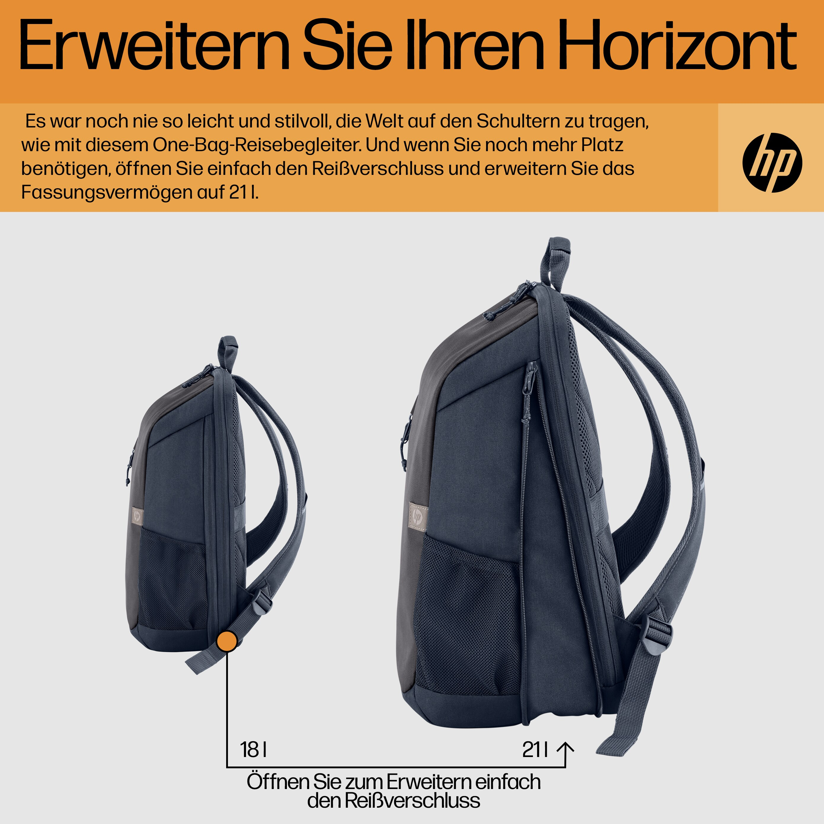 HP Travel 18 Liter 15,6 Zoll Laptop-Rucksack -Iron Grey- 101891216_7183792901