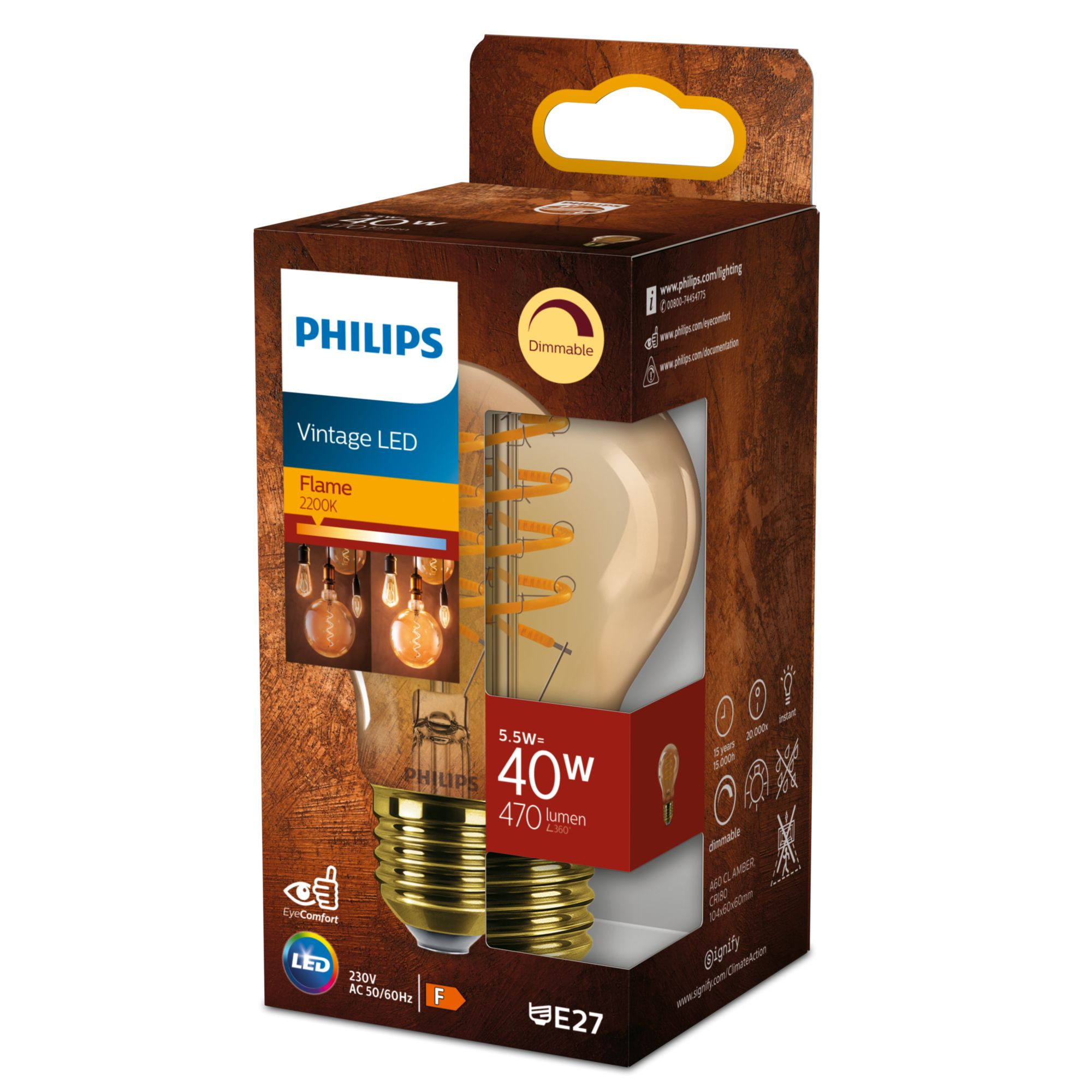 Philips LED classic Dekolampe Gold 40W E27 warmw Birne dim d48f93867859606e586194f32d97bfb7