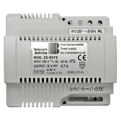 Behnke HSNT Netzteil 15V=700 mA für "Triphonie"Hutschiene