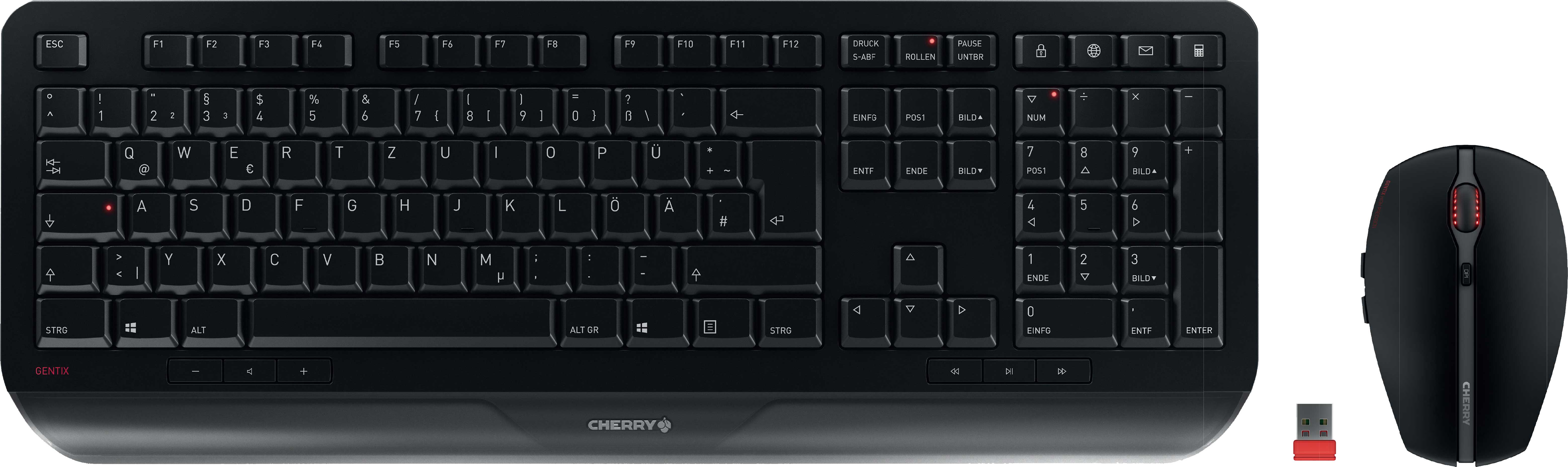 CHERRY Desktop GENTIX [DE] WL black Deutschland Tastatur RF Wireless Schwarz