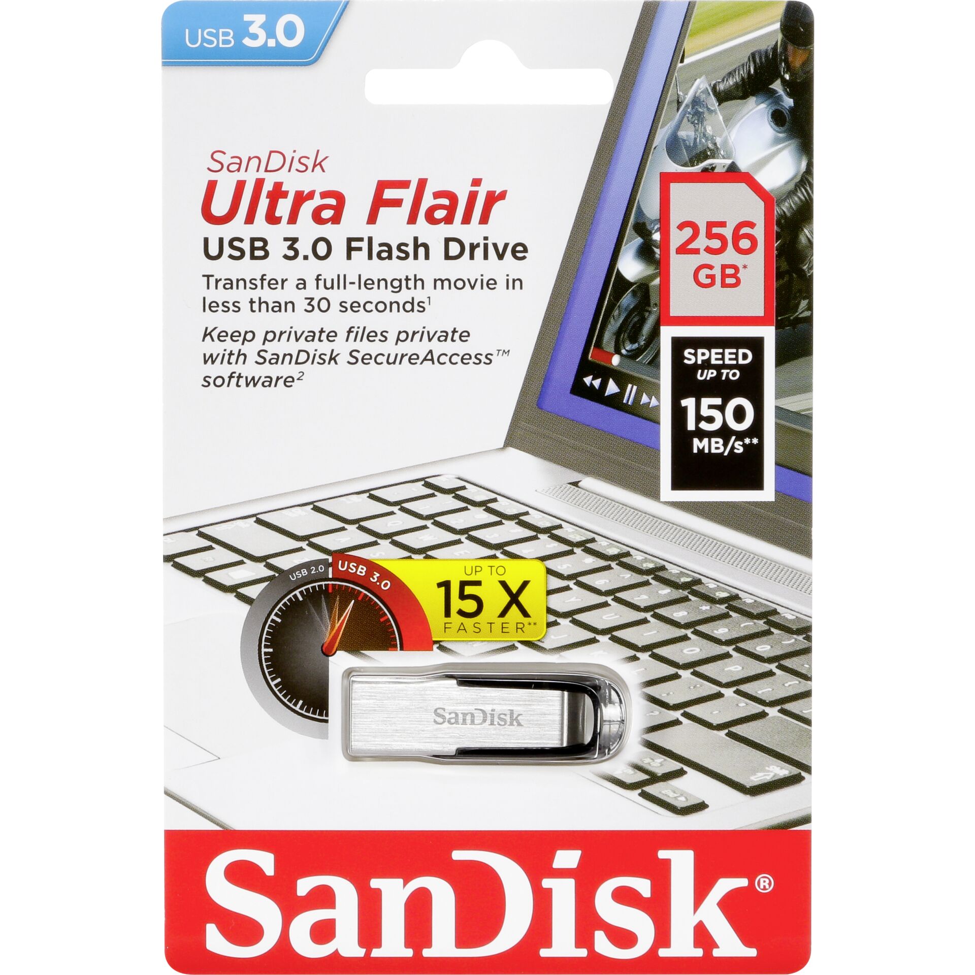 SanDisk Cruzer Ultra Flair 256GB USB 3.0 150MB/s  SDCZ73-256G-G46