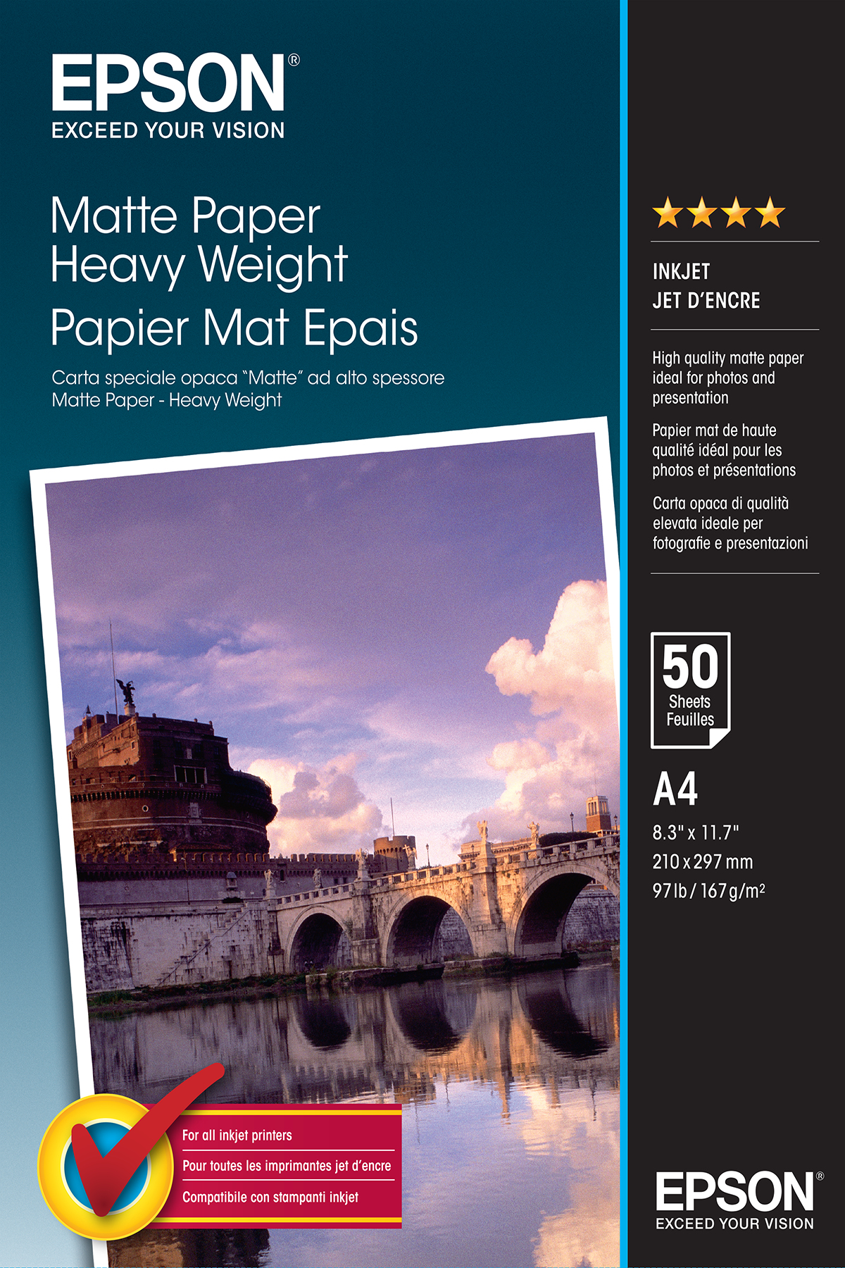 Epson schweres mattes Papier C13S041256 -A4-50 Blatt- 24458_1337645286