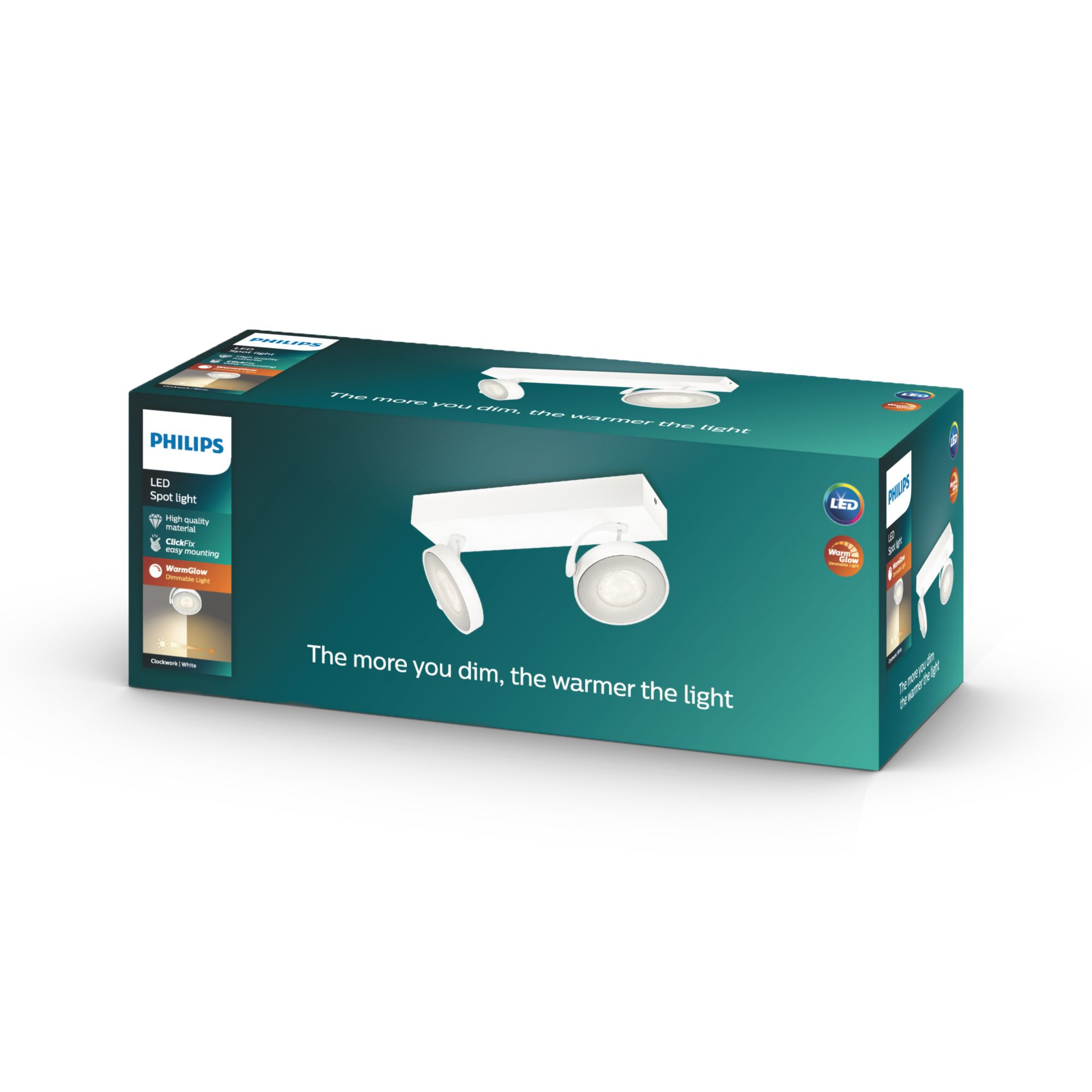 Philips Clockwork LED Spot 2flg 1000lm WarmGlowDimmen Weiß 32774792_2104947317