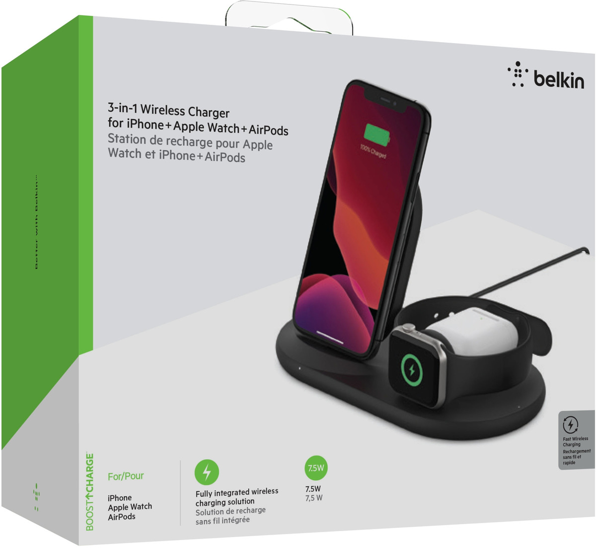 Belkin 3-in-1 Wireless Ladestation f. Apple Watch & iPhone blk