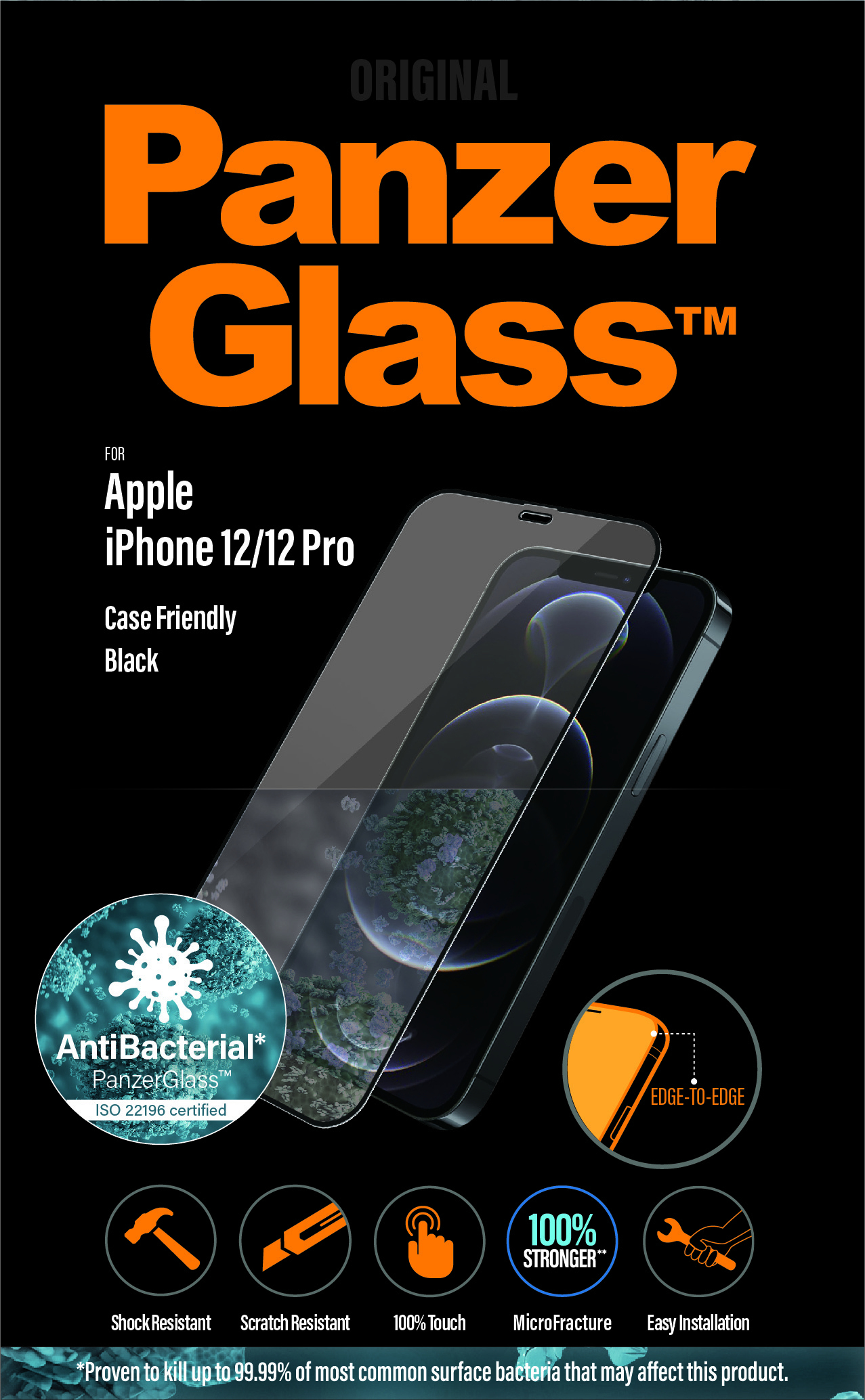 PanzerGlass E2E iPhone 12/ 12 Pro Case Friendly, Antibakteriel 80266770_4186821014
