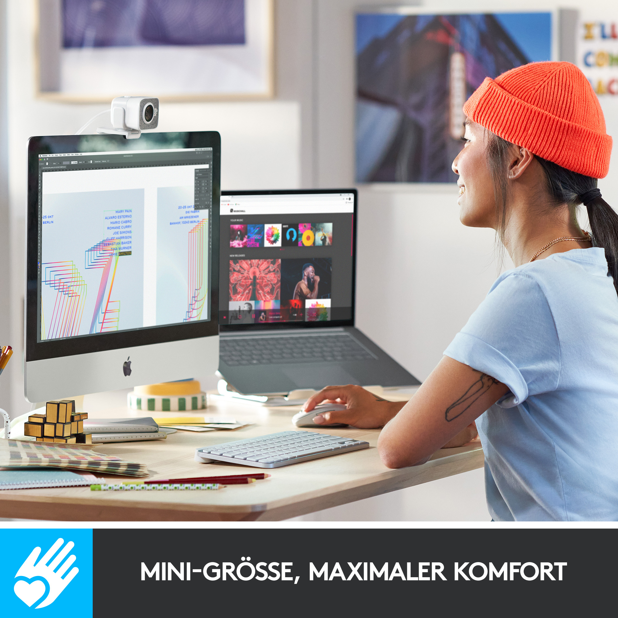 Logitech MX Keys Mini for Mac Tastatur RF Wireless + Bluetooth QWERTZ Deutsch Silber, Weiß