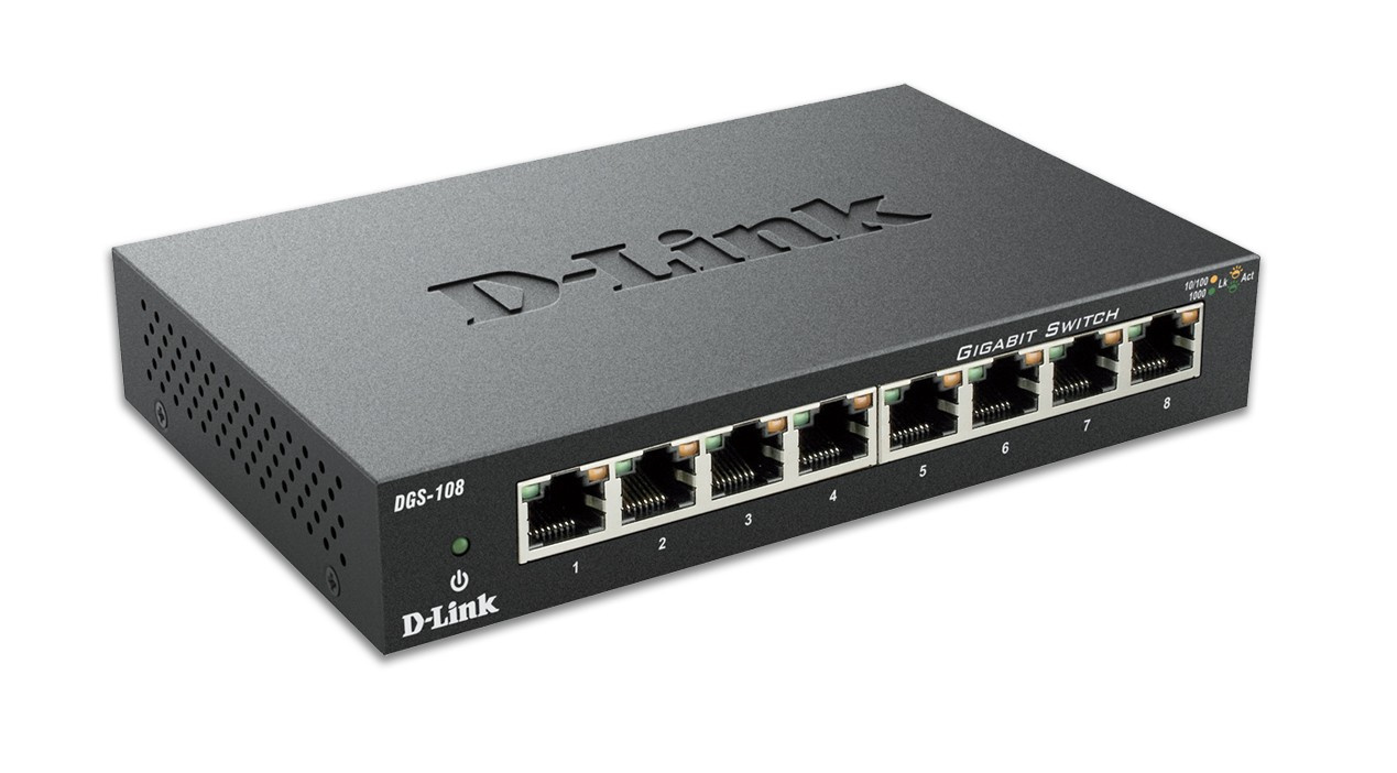 11858534_5004ISKNNett67OQr D-Link DGS-108 Unmanaged network switch Schwarz Netzwerk-Switch