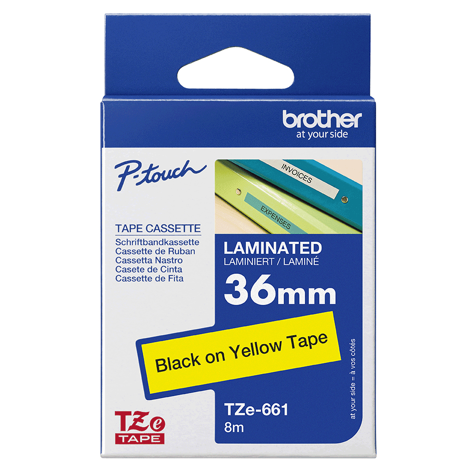 Schriftband TZe-661 (lam.) Schwarz auf Gelb BxL 36mm x 8m – Ansicht 3