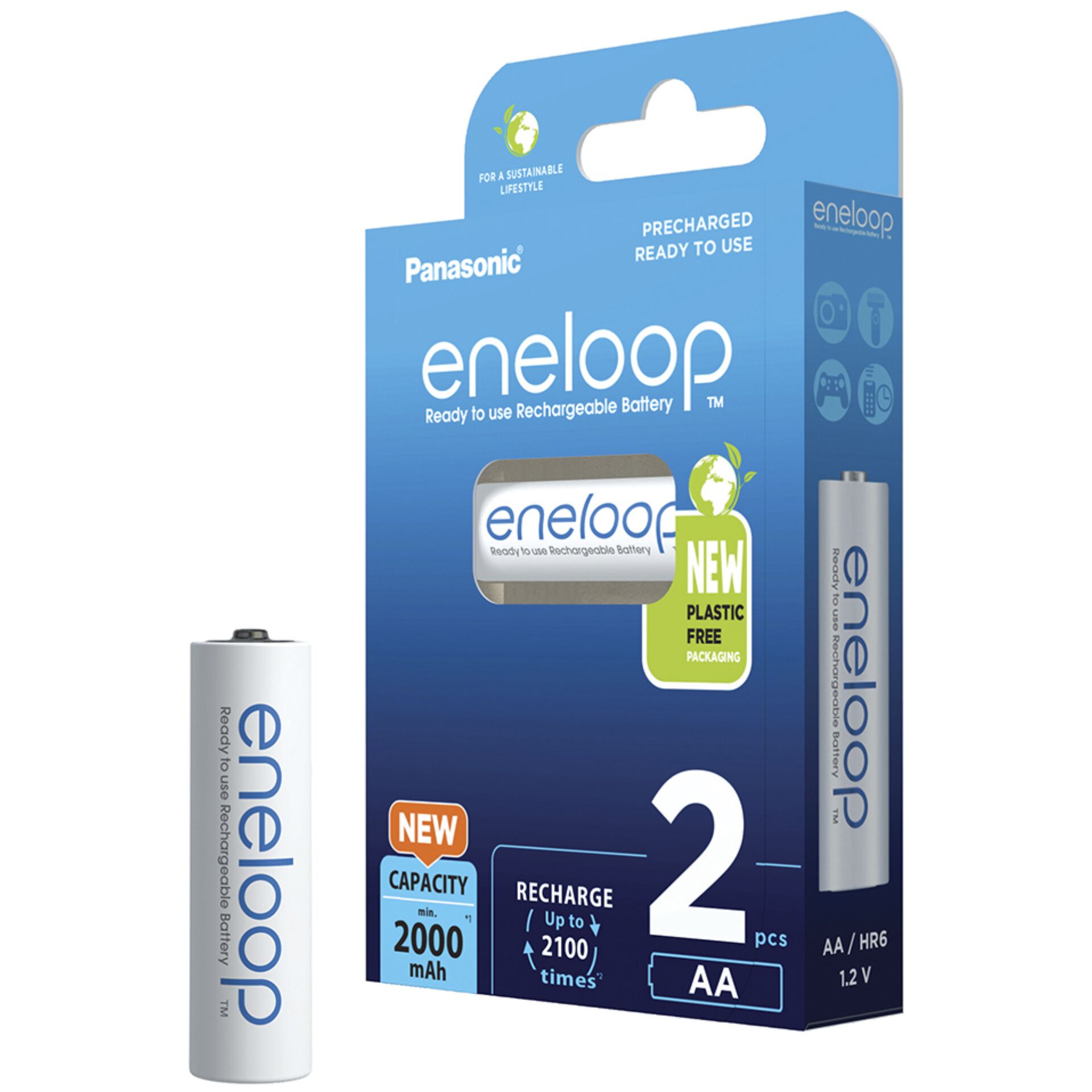 1x2 Panasonic Eneloop Mignon AA 2000mAh Ni-MH       BK-3MCDE/2BE