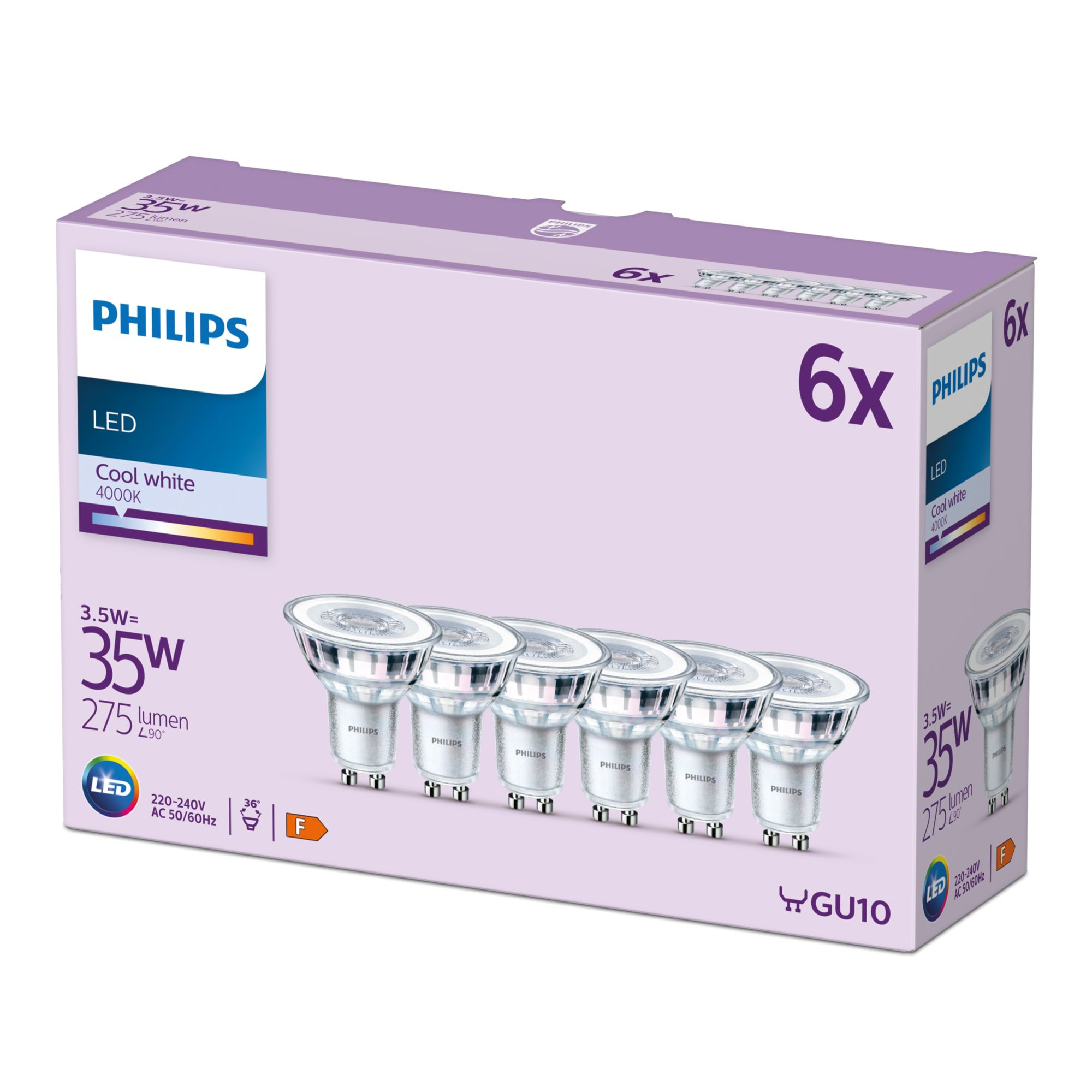 Philips LED classic Lampe 35W GU10 Kaltweiß 275lm Silber 6er P 99482048_2210506822