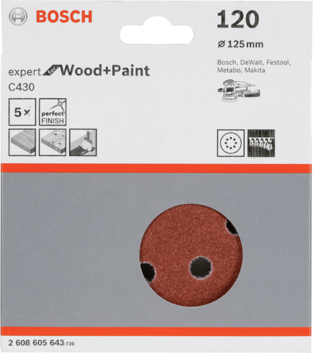 Bosch Schleifblatt C 430 D125MM Holz Körnung 120 5 St.