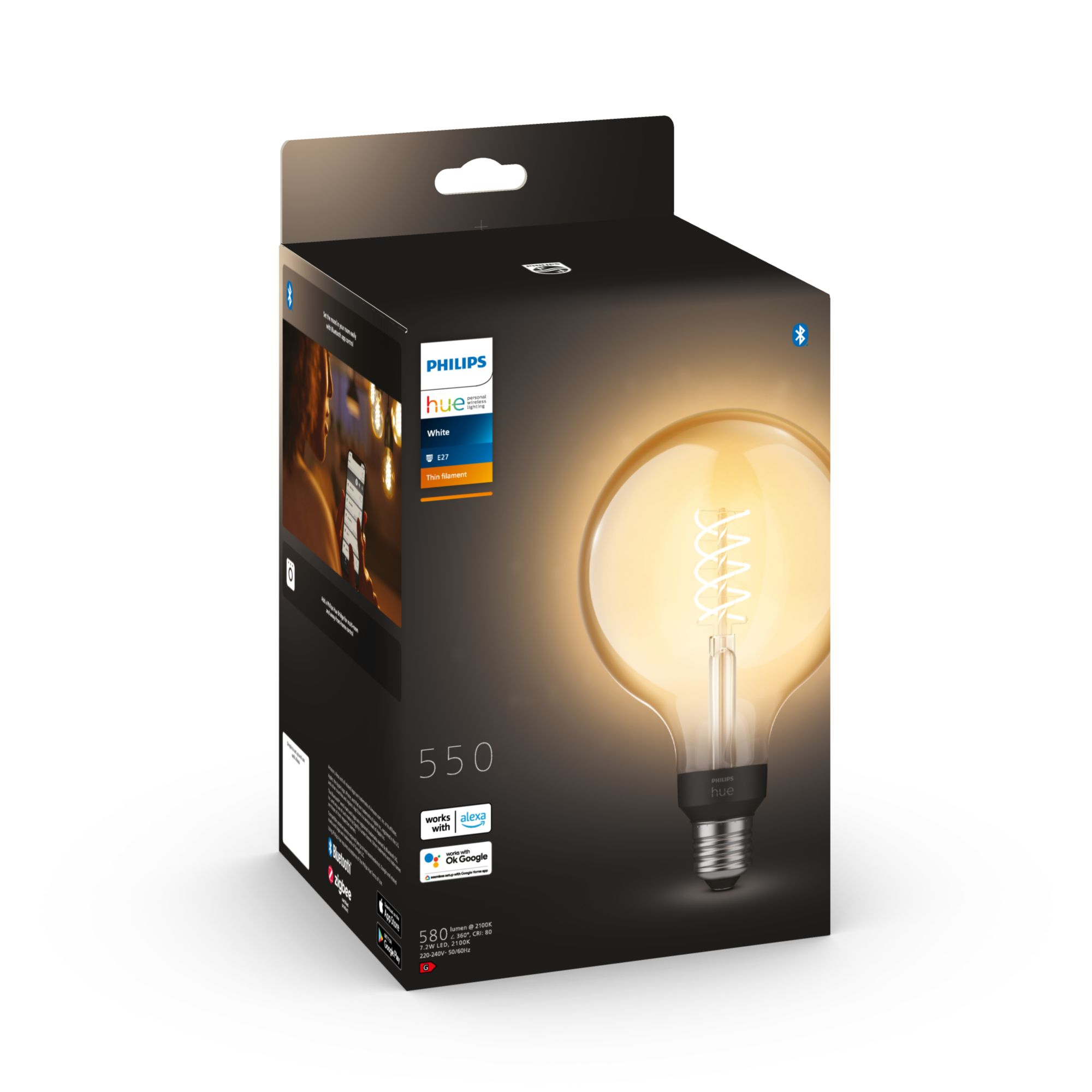 Philips Hue White E27 Filament Globe G125 550lm 92169163_3159416593