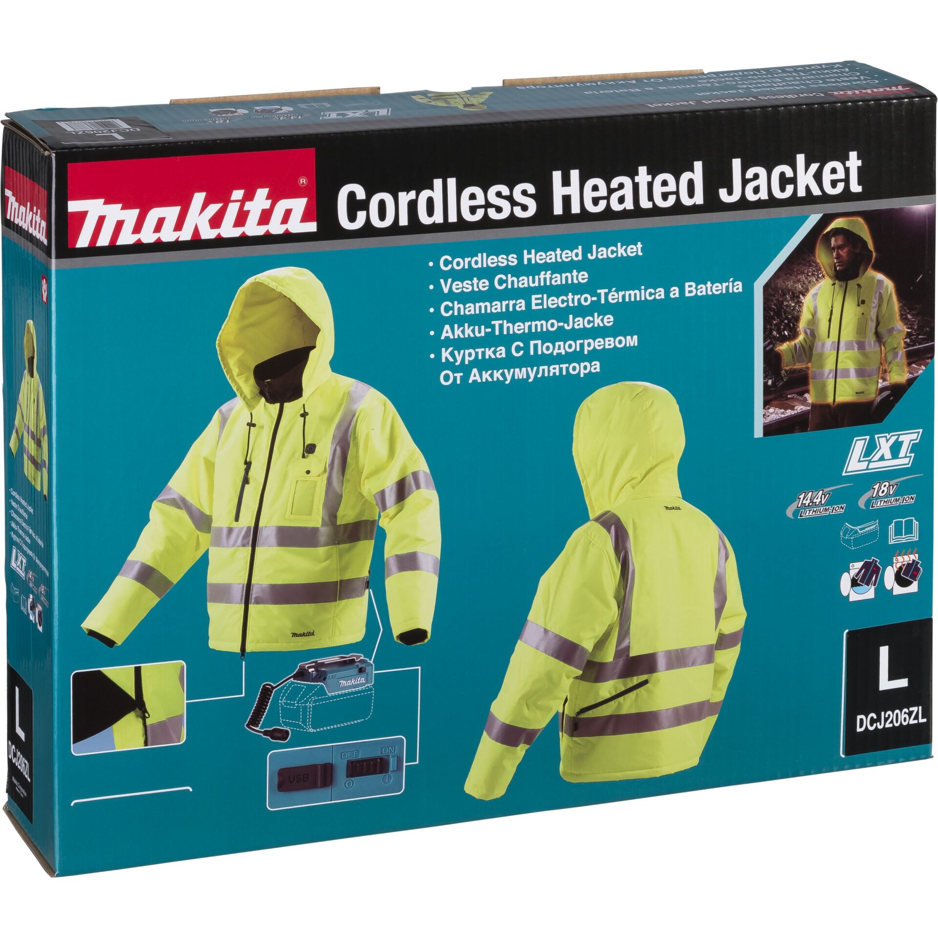 Makita DCJ206Z Gr. L gelb Akku-Thermojacke