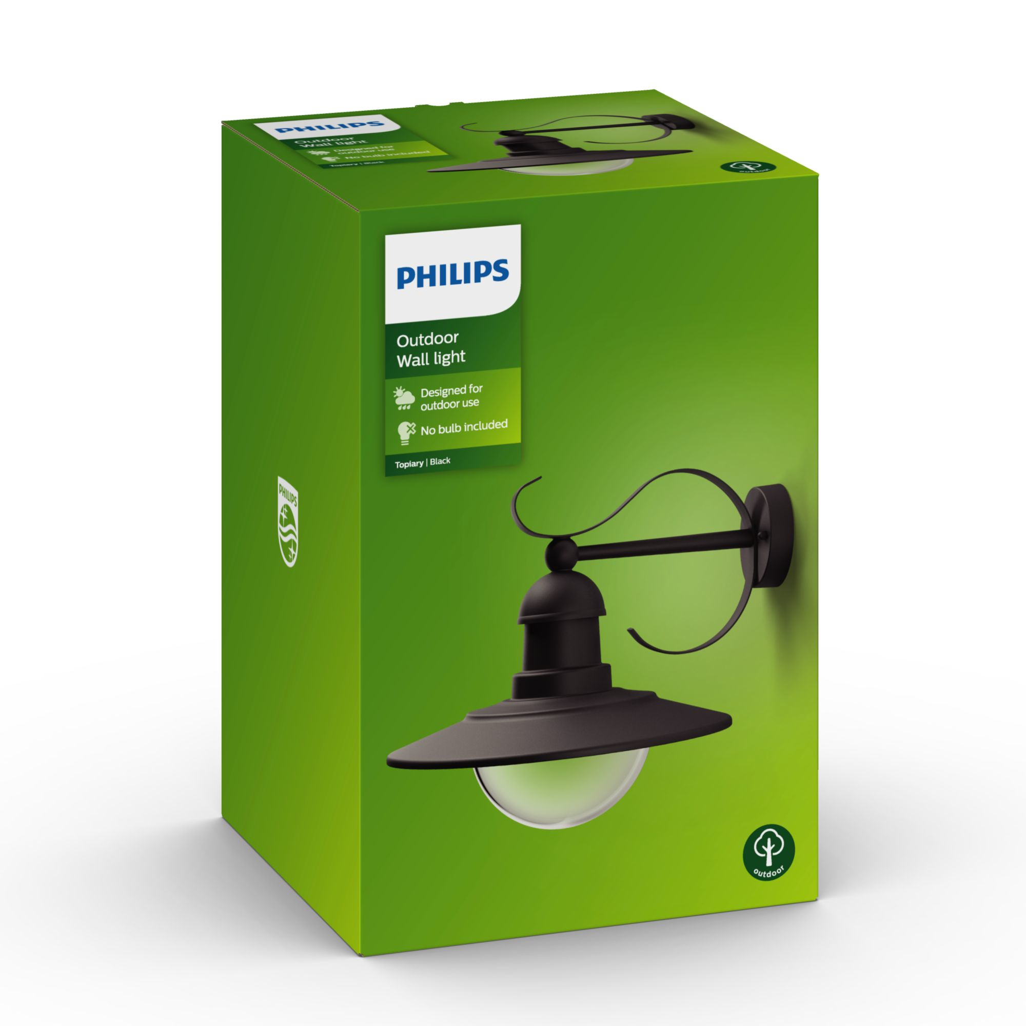 Philips Topiary Wandleuchte BE exkl LM 1x60W Schwarz 31238684_5907531231