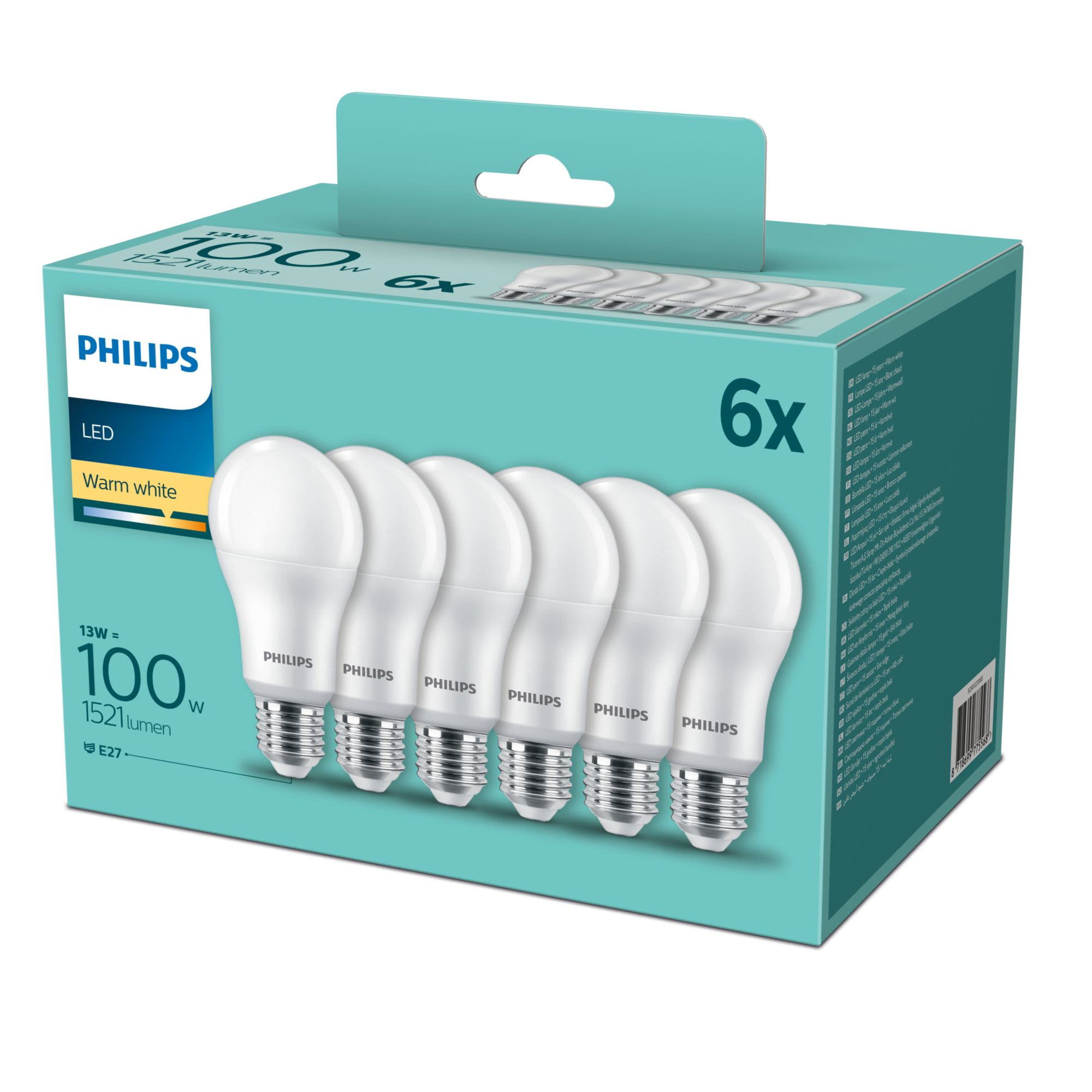 Philips LED Lampe 100W E27 warmweiß 1521lm matt 6er P 78772421_9502202779