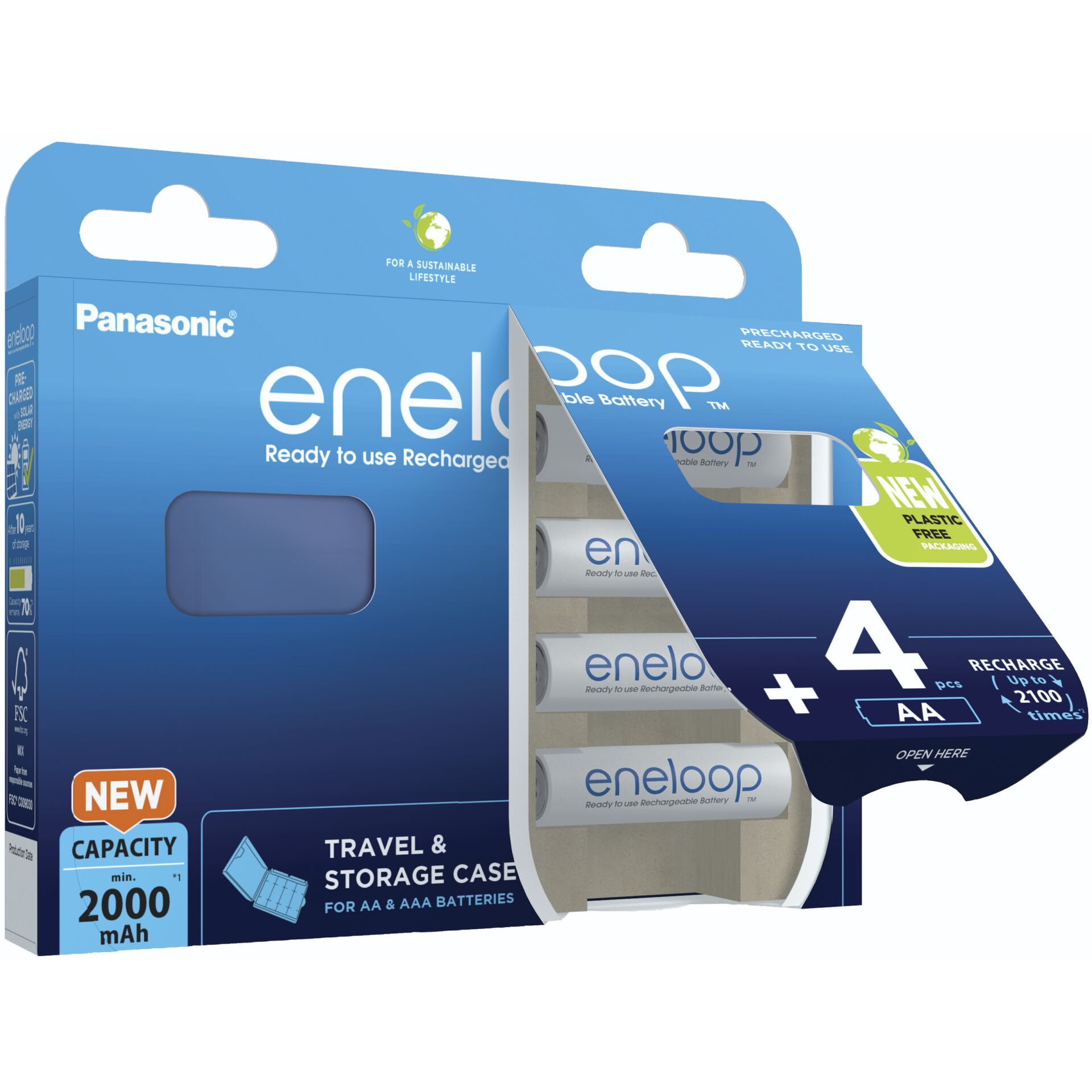 1x4 Panasonic Eneloop Mignon AA 2000mAh + Akkubox   BK-3MCDEC4BE