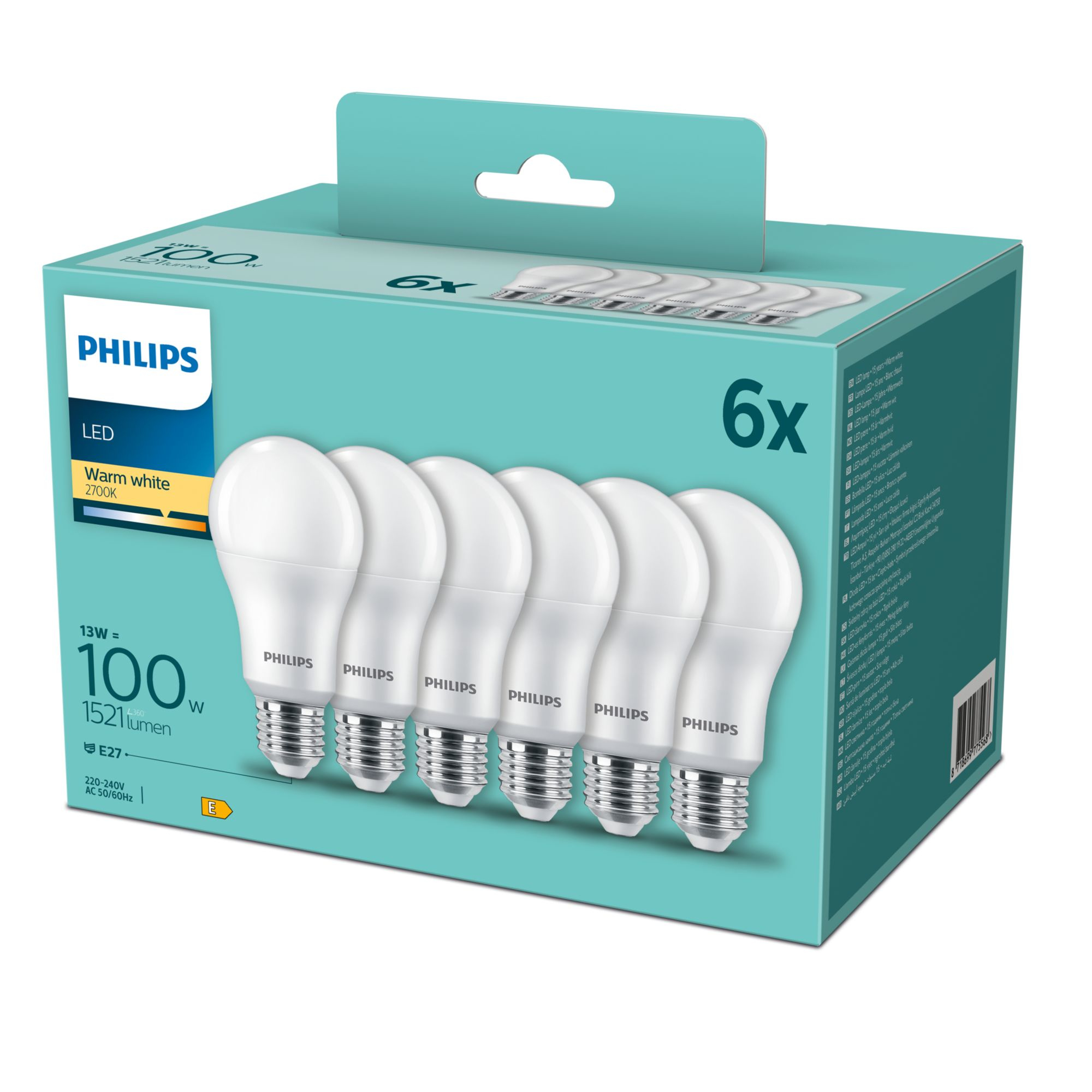 Philips LED Lampe 100W E27 warmweiß 1521lm matt 6er P 78772421_8503347903