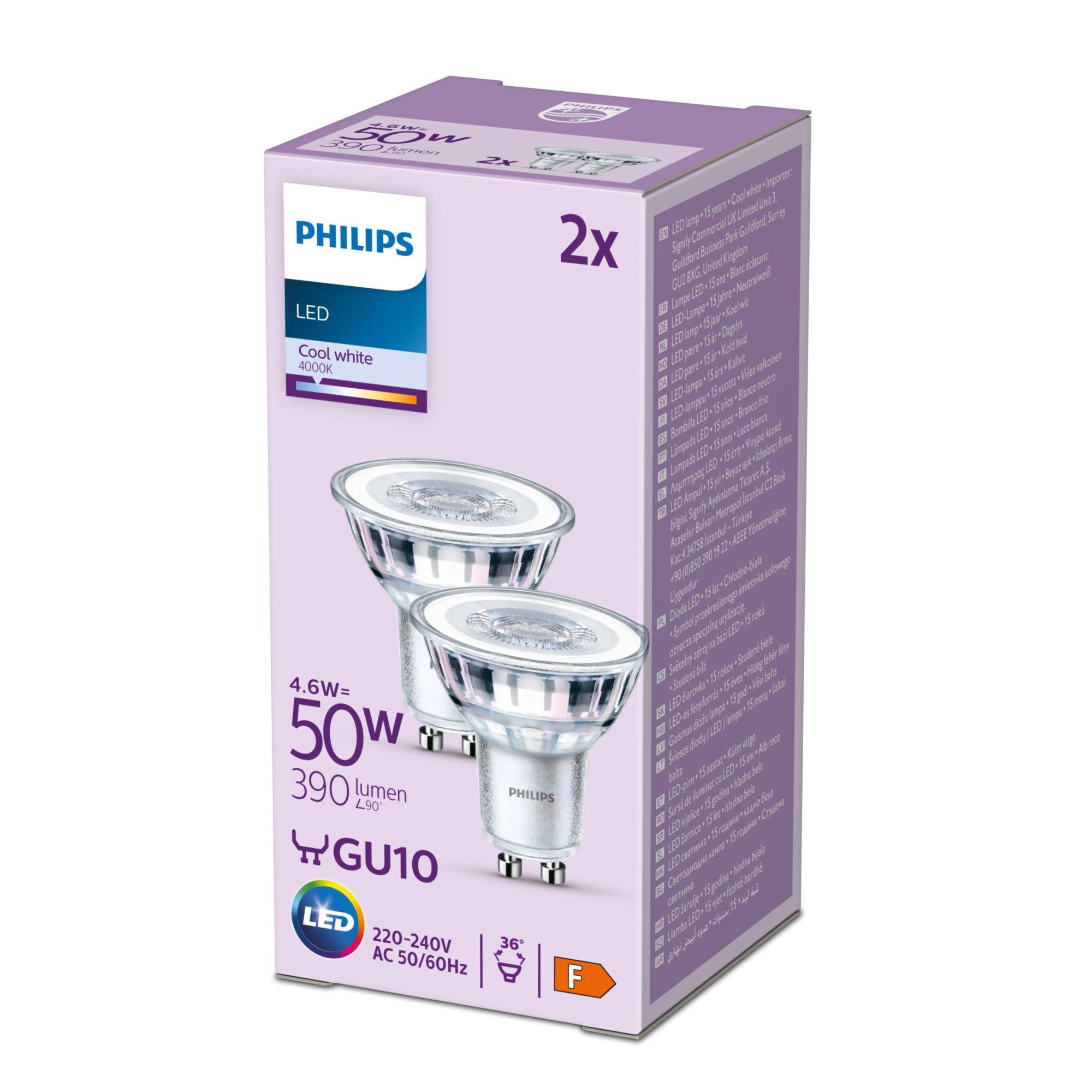 Philips LED classic Lampe 50W GU10 Kaltweiß 390lm Silber 2er P 99482054_3987625999