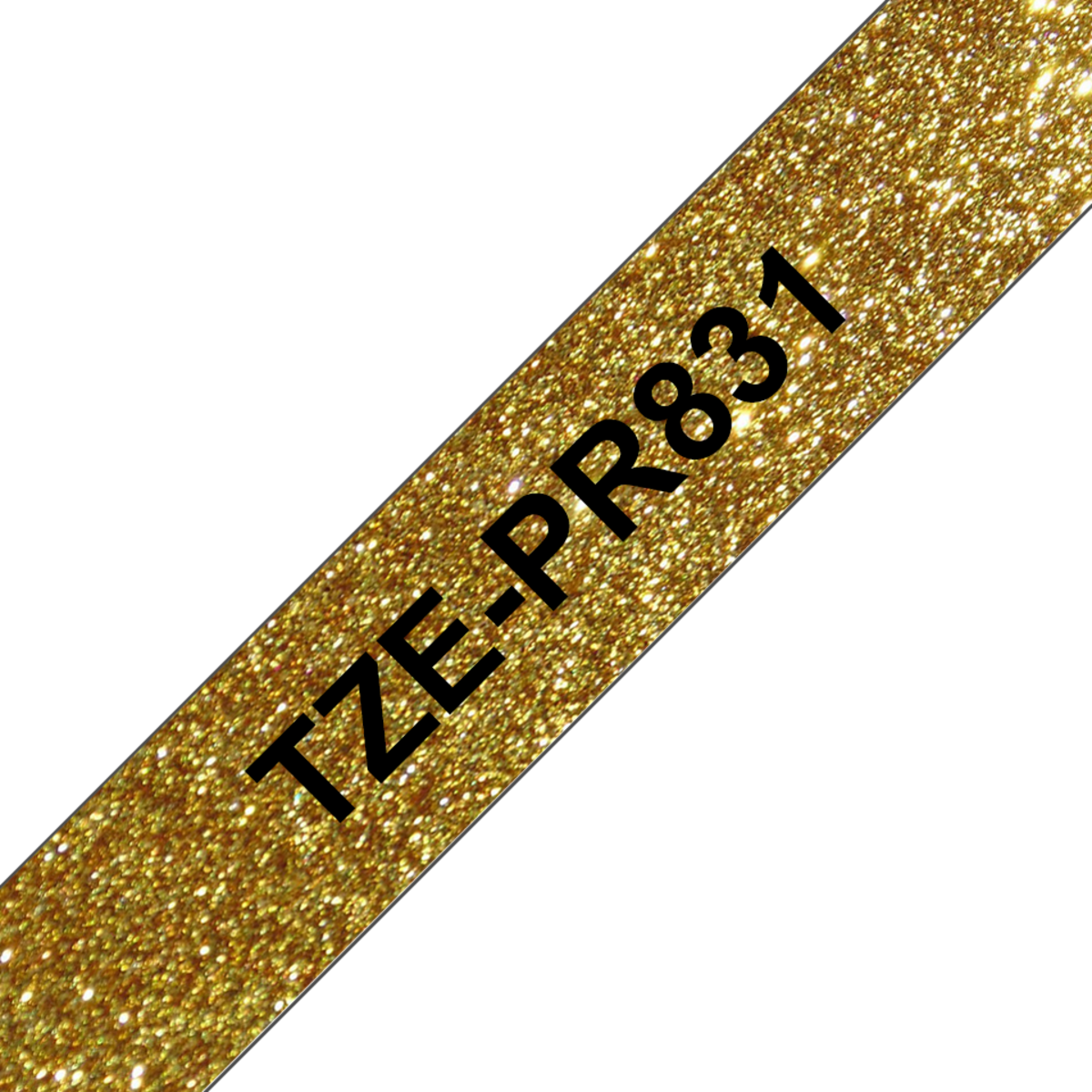 Premium Schriftband TZe-PR831 -lam.- Schwarz auf Gold 12mm