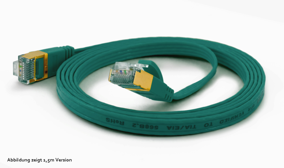 wantecWire Patchkabel CAT6A extraflach FTP grün 15m