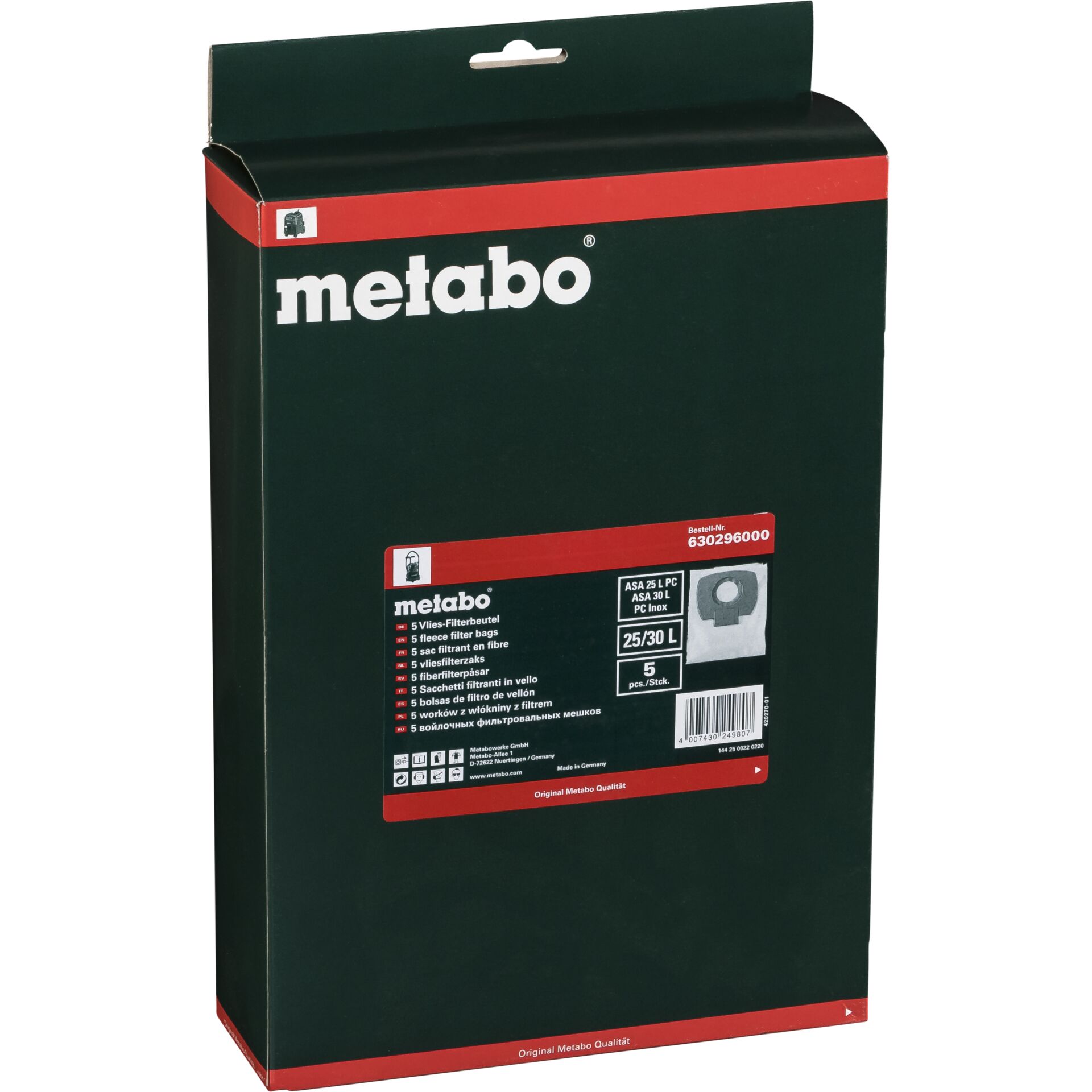 Metabo 5 Vlies-Filterbeutel 25 l 737018_01