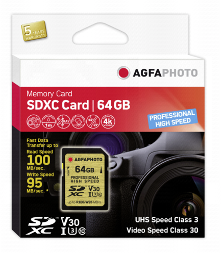 AgfaPhoto SDXC UHS I U3 V30 64GB