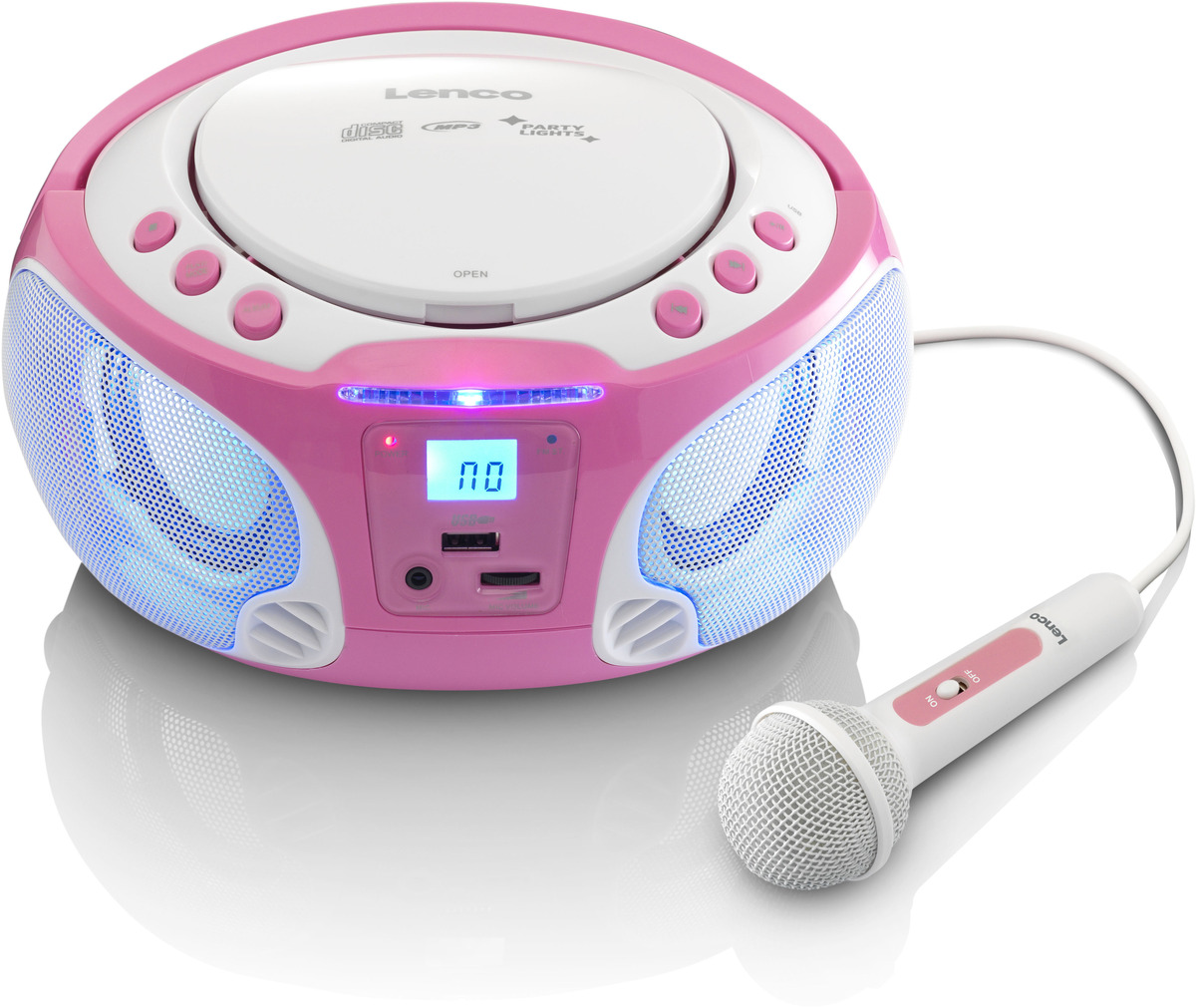 Lenco SCD-650PK CD-Radio m. MP3, USB, Lichteffekt, Mikro-Pink-