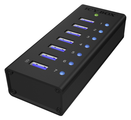 RaidSonic ICY BOX IB-AC618 7-Port USB 3.0 Hub Aluminium