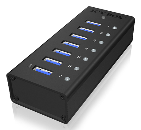 RaidSonic ICY BOX IB-AC618 7-Port USB 3.0 Hub Aluminium – Ansicht 2