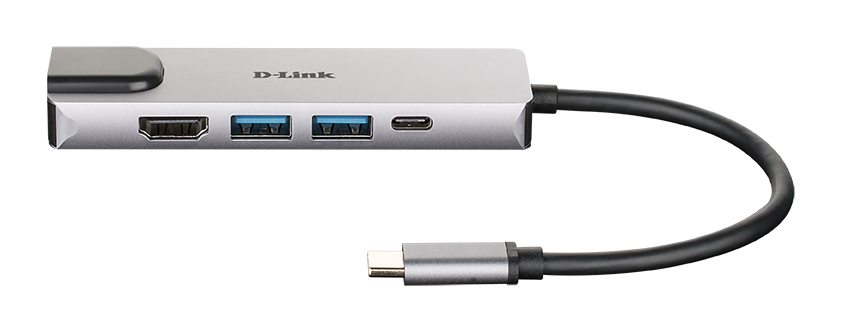 D-Link DUB-M520 Notebook-Dockingstation & Portreplikator Verkabelt Thunderbolt 3 Aluminium, Schwarz