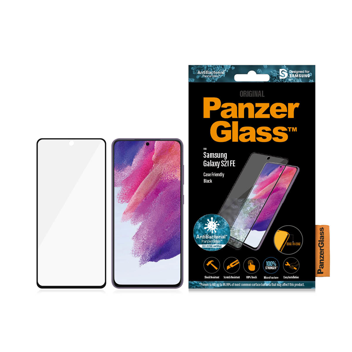 PanzerGlass E2E Curved Samsung Galaxy S21 FE CF, Antibakt. 91818425_4562851823