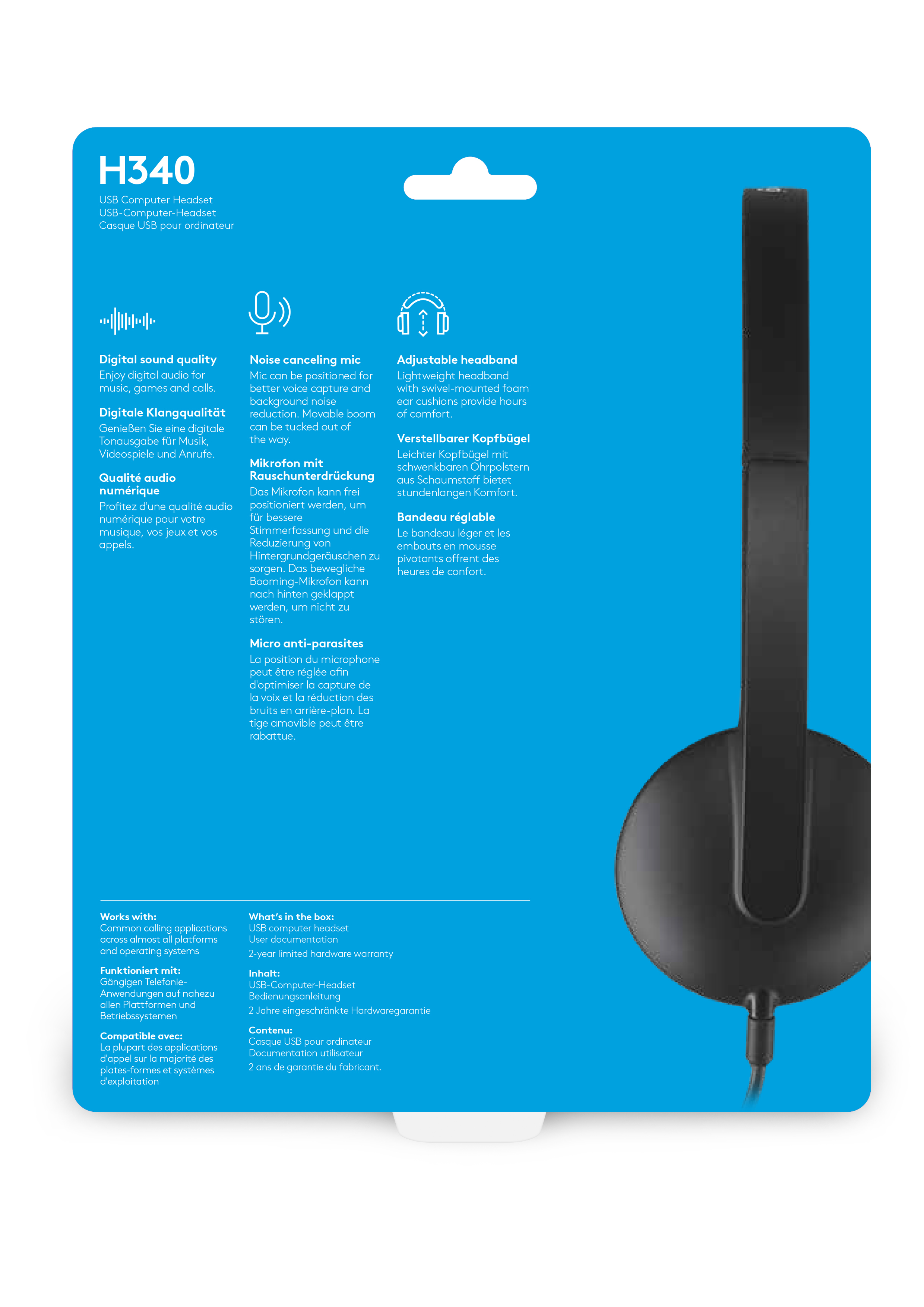 Logitech H340 USB Computer Headset Kopfhörer Verkabelt Kopfband Büro/Callcenter USB Typ-A Schwarz