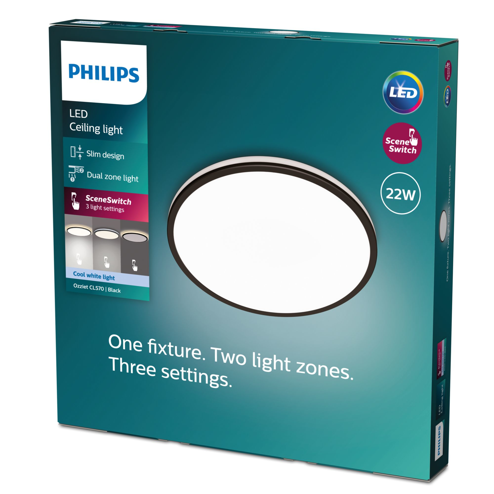 Philips Ozziet Deckenleuchte schwarz 2500lm SceneSwitch 99482002_0674194873