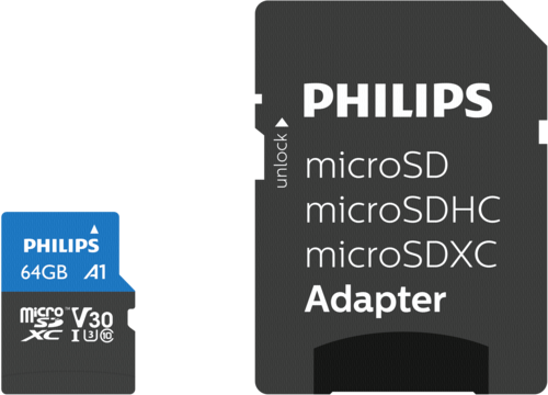 512556_00 Philips MicroSDXC Card      64GB Class 10 UHS-I U3 incl. Adapter