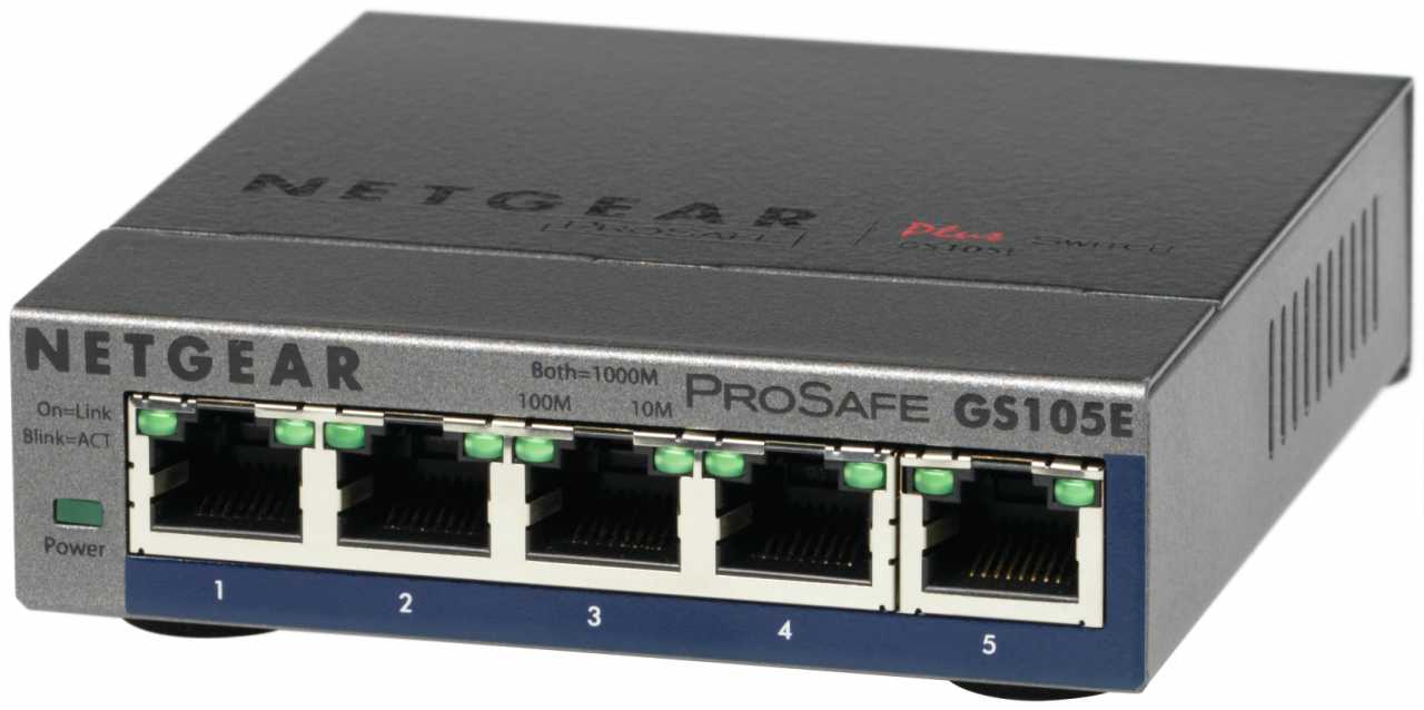 Netgear GS105E-200PES Unmanaged network switch L2/L3 Gigabit Ethernet (10/100/1000) Grau Netzwerk-Switch