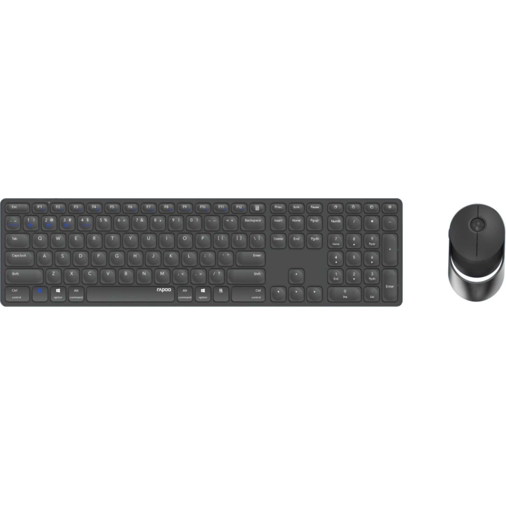 Rapoo 9850M Dunkelgrau QWERTZ Kabelloses Multi-Mode-Deskset