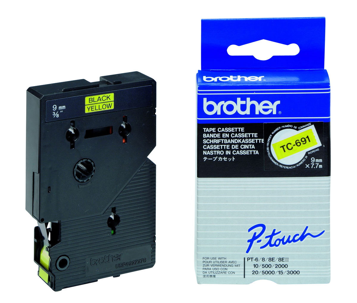 Schriftband TC-691 (lam.) Schwarz auf Gelb BxL 9mm x 7,7m