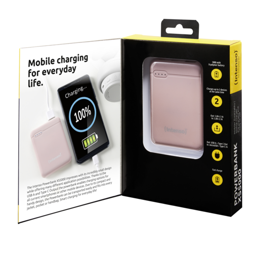 Intenso Powerbank XS5000 rosé 5000 mAh inkl. USB-A to Type-C