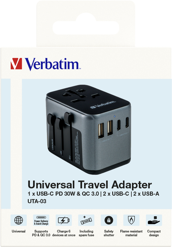 Verbatim Uni.Travel Adapt.UTA-03 USB-C 30W 2xUSB-C 2xUSB-A  49545 – Ansicht 9