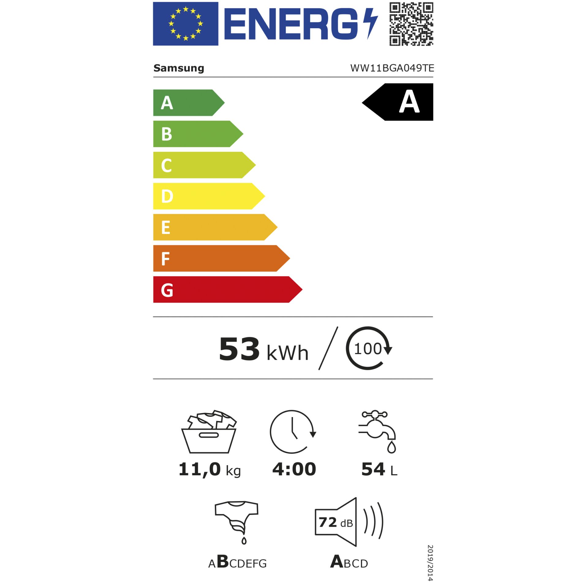 Samsung WW11BGA049TE/EG 11 kg, EEK: A mit Ecobubble