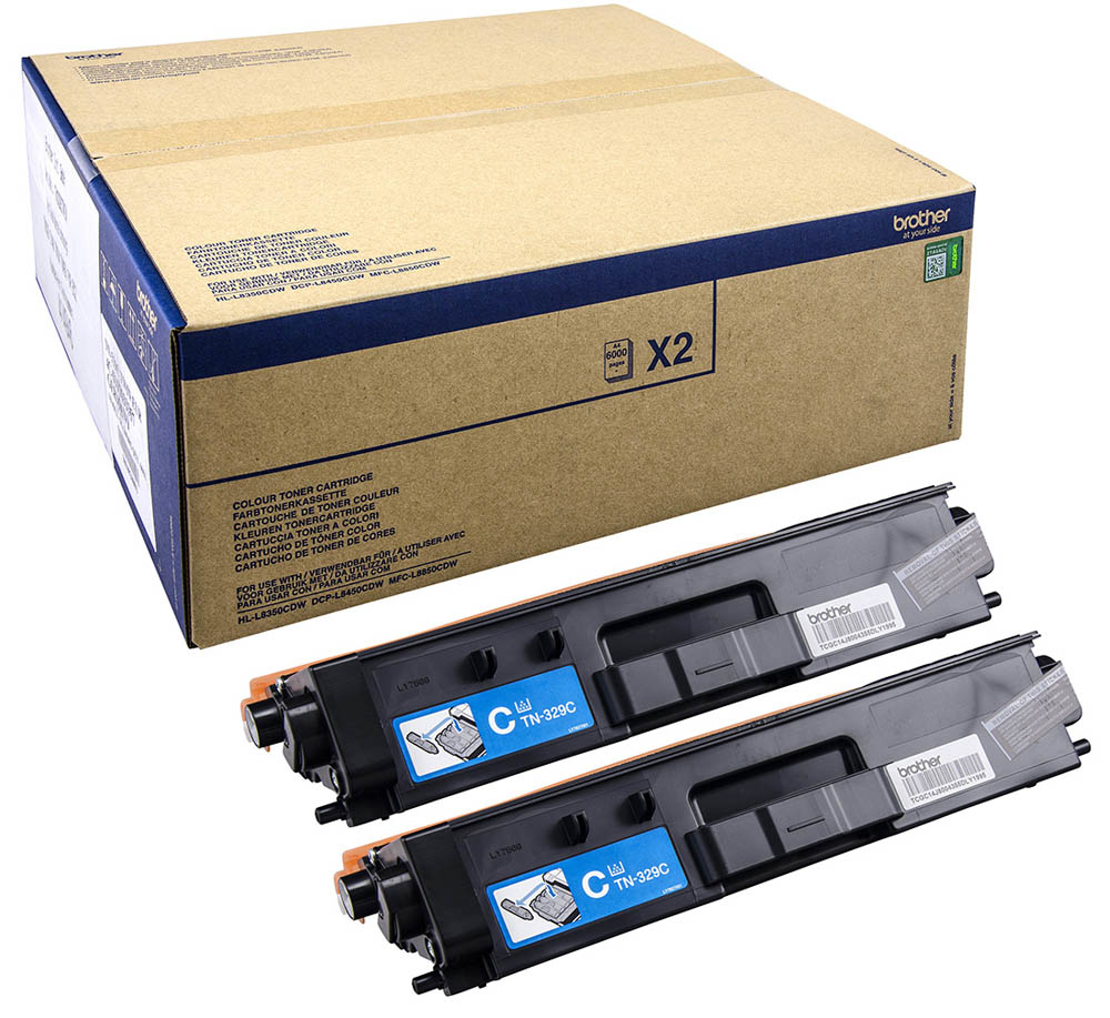 Brother TN-329CTWIN Lasertoner 12000Seiten Cyan Lasertoner / Patrone