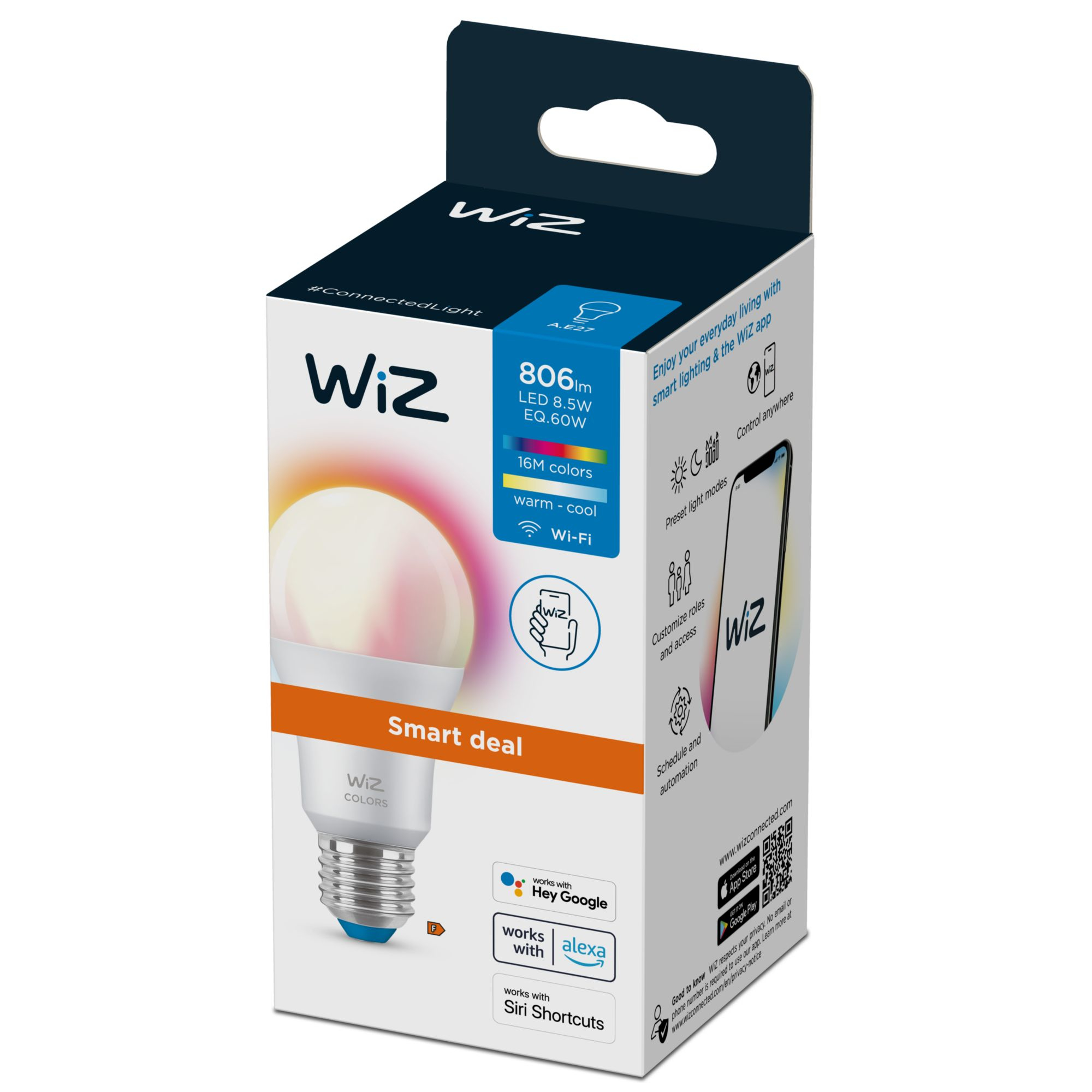 WiZ White & Color 60W E27 A60 Bulb Tunable Einzelpack EEK E 101245236_8843606028