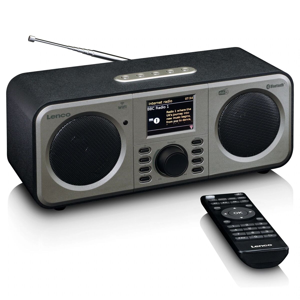 Lenco DIR-141BK Stereo internet Radio mit DAB+, FM -Schwarz-