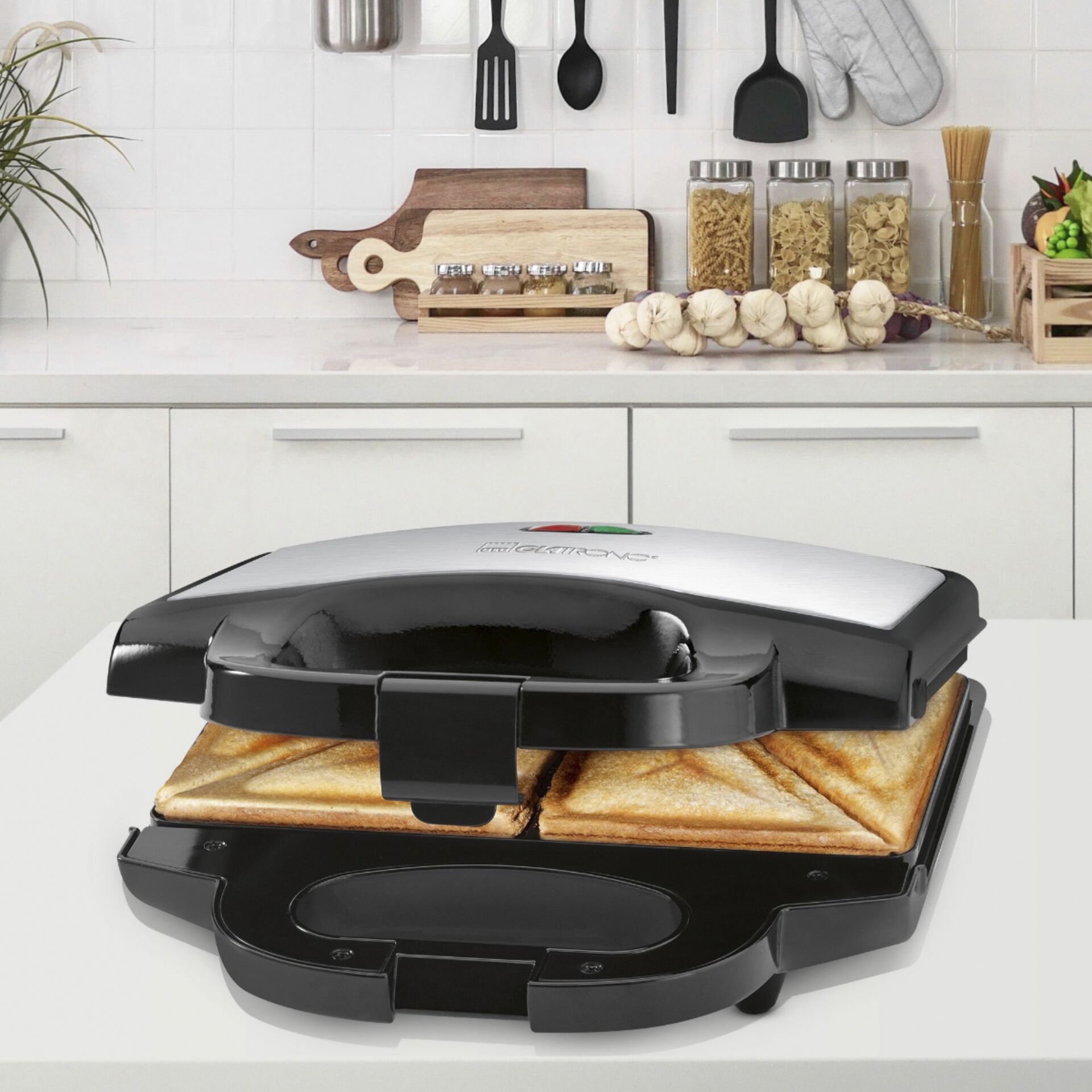 Clatronic ST 3778 schwarz-inox 2 fach Sandwichtoaster