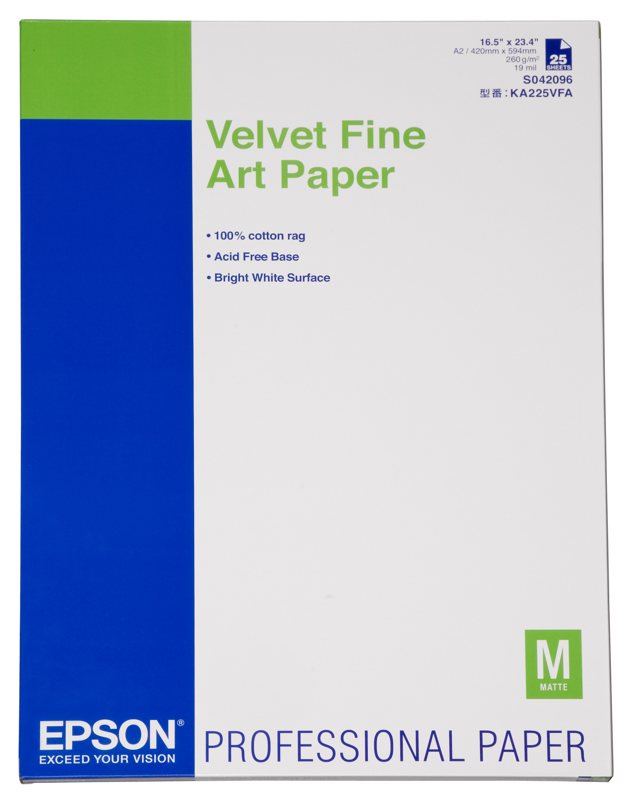 Epson Velvet Fine Art Paper, DIN A2, 260 g/m², 25 Blatt