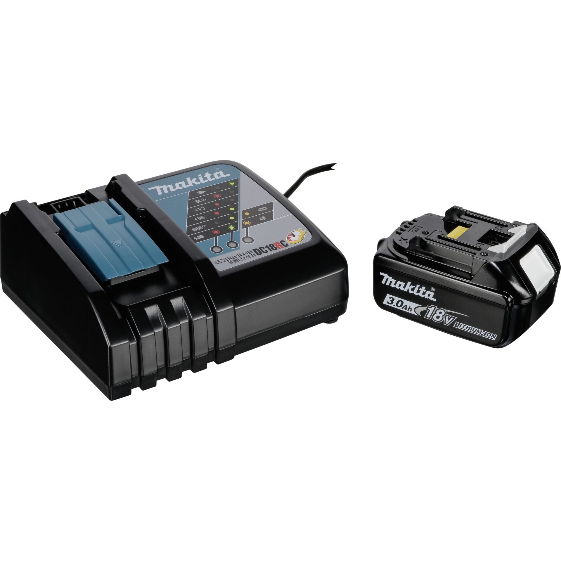 Makita DC18RC Ladegerät und 18V 3.0Ah Lithium-Ionen-Akku