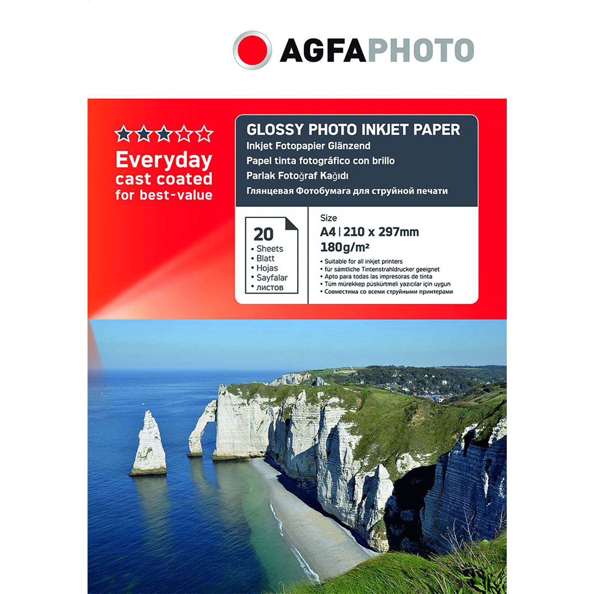AgfaPhoto Everyday Photo Inkjet Paper Glossy 180 g A 4 20 Blatt